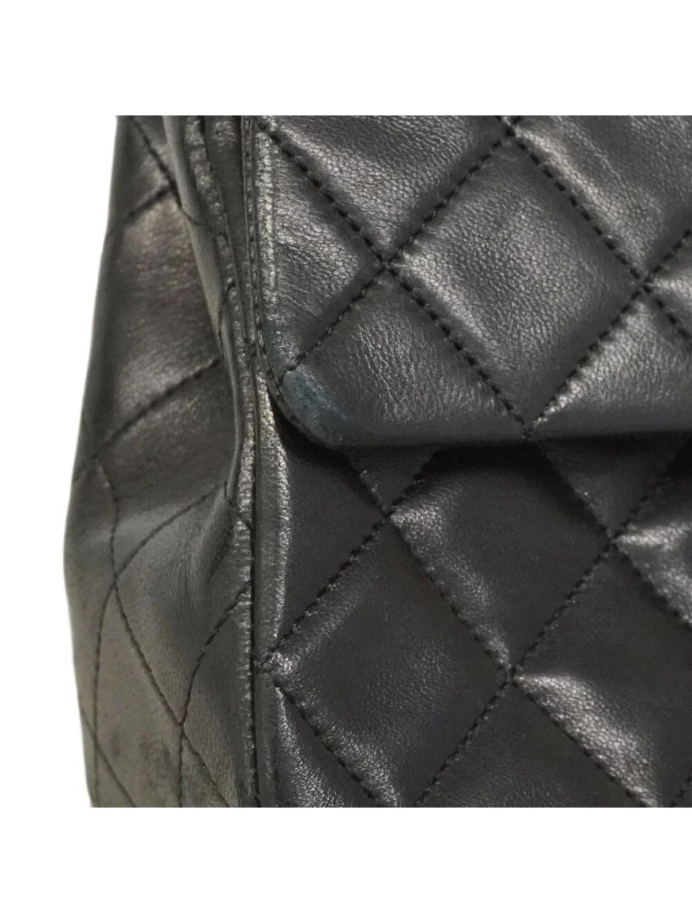 Chanel Shoulder Bag Quilted Lambskin Black Gold